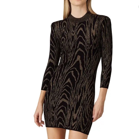 NWT A.L.C. Ziggy Gold Metallic Long Sleeve Mini Dress XL - Picture 3 of 8